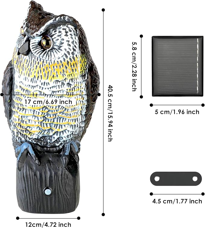 Ruolan Plastic Owl,Brid Owl with Flashing Eyes&Frightening Sound for Garden Yard Outdoor (Large)