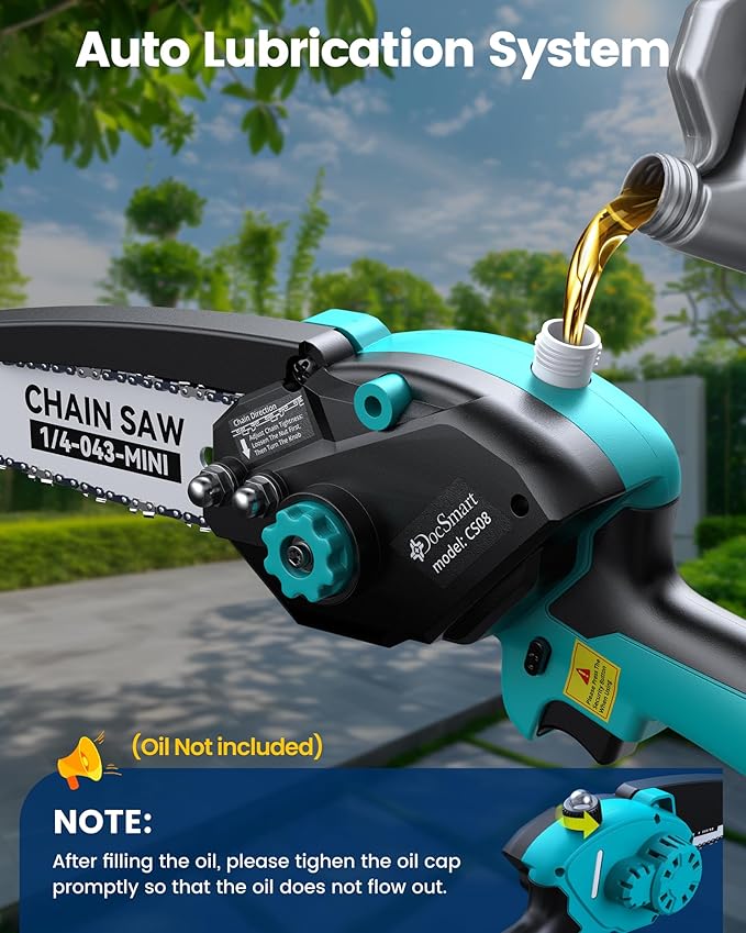 Electric Pole Saws for Tree Trimming, 2x4000mAh Brushless Mini Chainsaw Cordless with Extension Pole, Battery Powered Hand Held Chain Saw Pole Pruner for Cutting Tree Limbs, Gifts for Mother's Day
