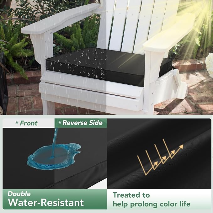 Outdoor Chair Cushions Set of 6: Waterproof & Color Fastness Seat Cushion for Patio Furniture - 22 x 22 x 3 Inch Chair Pads with Ties and Hidden Zipper - Patio Chair Cushion Replacement, Black