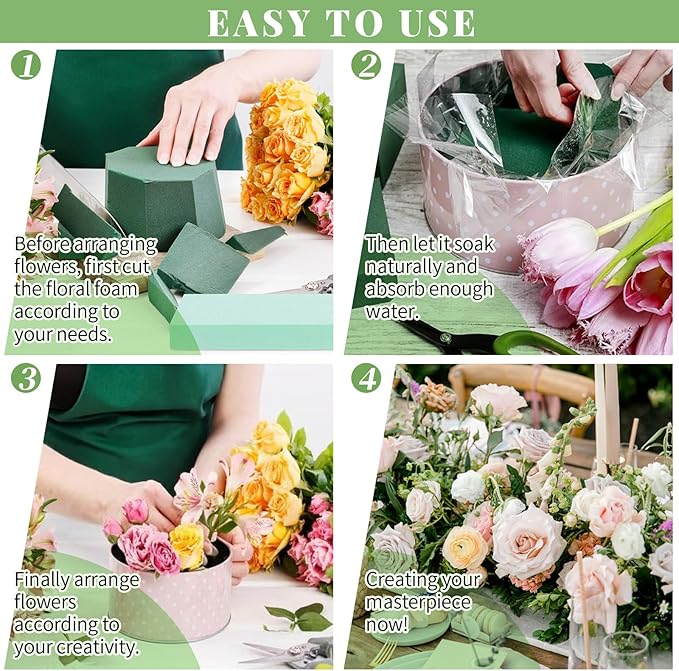 Aktor 8 Pcs Floral Foam Blocks for Fresh & Artificial Flower Arrangement, 8.8” x 4.1” x 2.7” Green Wet Foam for Wedding, Birthdays, Home, Office, and Garden Decorations