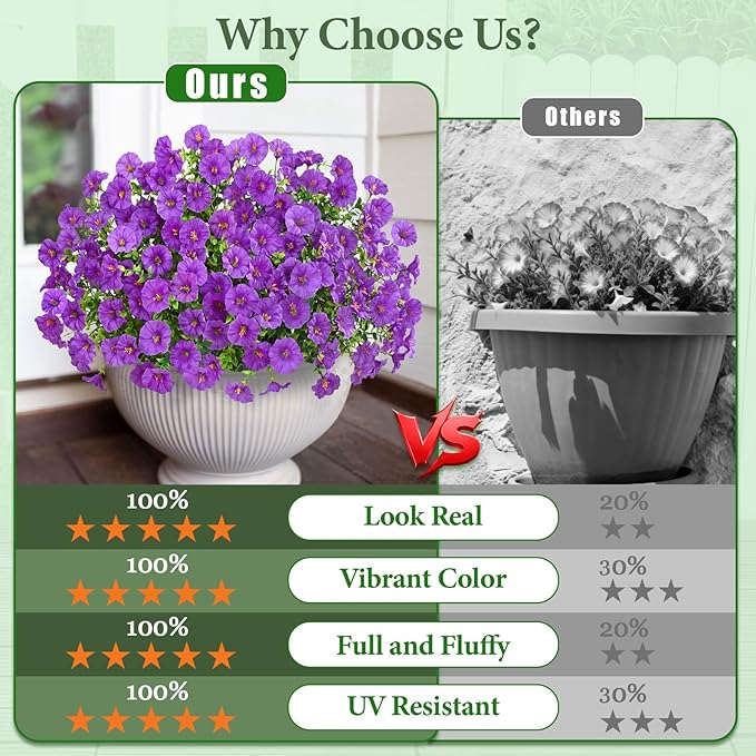 Yastouay Artificial Flowers for Outdoors, 26 Bundles Fake Outdoor Flowers, UV Resistant Artificial Plants & Flowers for Decoration, Purple Realistic Morning Glory for Outdoor Porch Garden Decoration