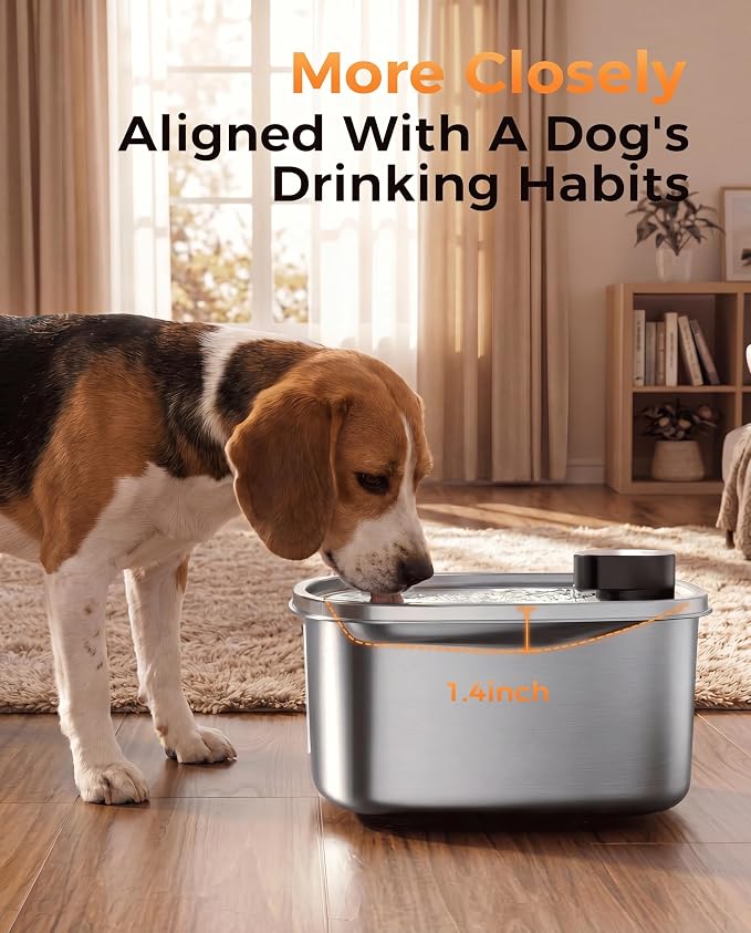 Water Fountain for Dogs Home Outdoor Multi-Pet Stainless Steel 10L/2.64gal Wireless Large Dogs Motion Sensor Dispenser Filtered Cordless Bowl Waterer -Wireless Stainless Steel&1Filters