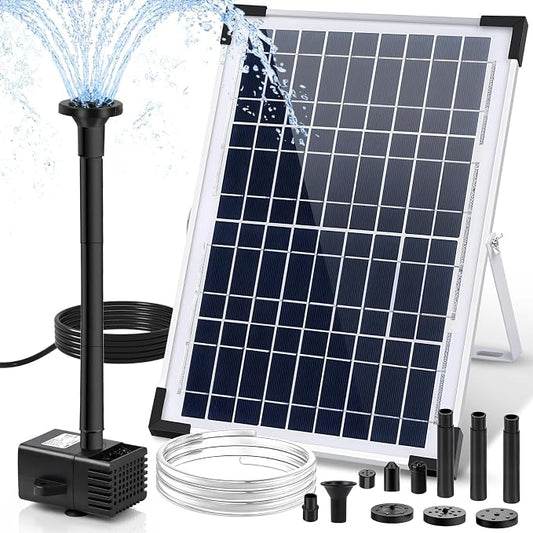 DDcafor Solar Water Fountain Pump 12W Solar Water Pump for Fountain Solar Powered Bird Bath Water Fountain with 6 Nozzles Solar Fountain for Small Pond,Fish Tank,Outdoor Garden Water Feature