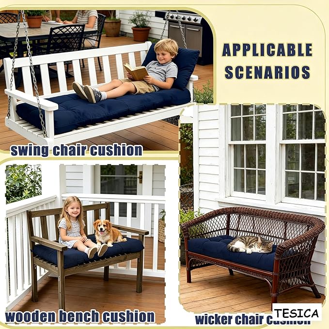 40x20in Outdoor Bench Cushion Waterproof Porch Swing Seat Cushions Thicken Patio Bench Seat Pad Orange