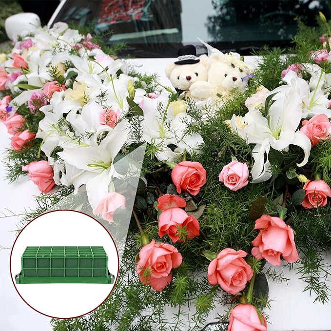 Takytao Floral Foam Cage 2 Pieces, Floral Foam for Artificial Flowers, Dry Floral Foam Blocks for Fresh Flower Arrangement Decoration, Wedding, Interior and Garden