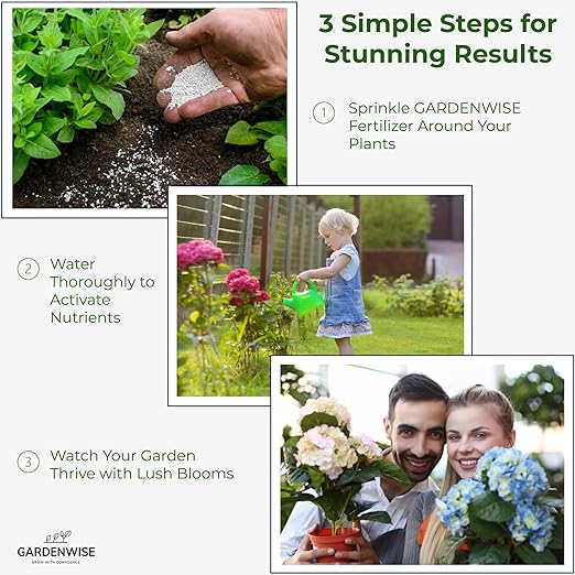 GARDENWISE Slow Release Hydrangea Fertilizer with Iron & Sulfur – Indoor & Outdoor Soil Acidifier for Miracle Growth (4 qt)