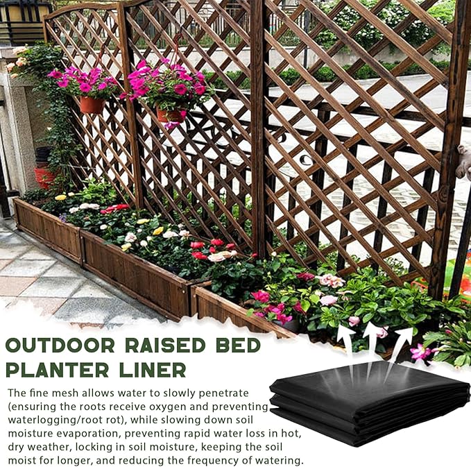 63 * 114 inch Raised Garden Bed Liner, Non Woven Fabric Liner for Large Veg Trough, Keeps Soil Contained and Water Drained