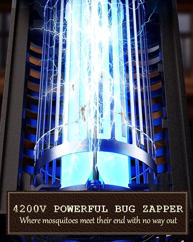 Minimoon Bug Zapper Outdoor with Dual LED Lights, 15W Mosquito Zapper 4200V Electric Fly Trap, Western Theme, IPX4 Waterproof, 5.9 Ft Cord, Fly Zapper for Backyard, Patio, Indoor