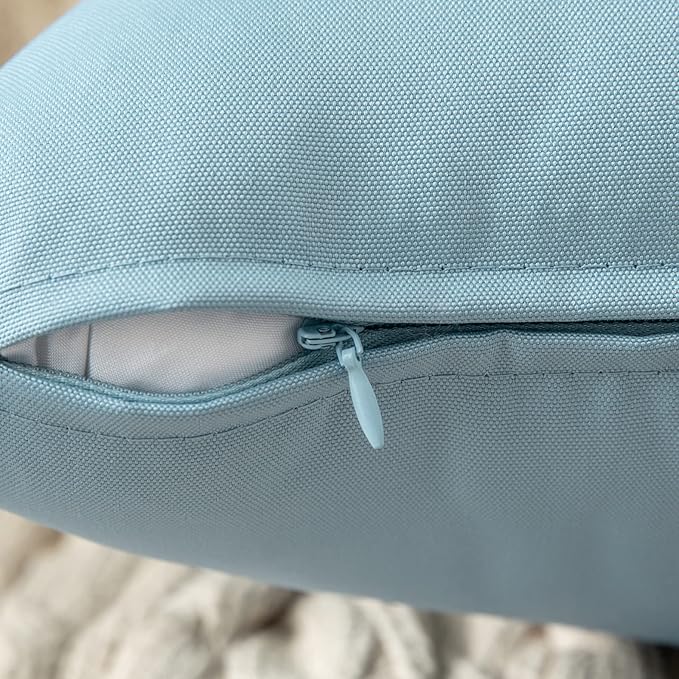 MIULEE Pack of 2 Decorative Outdoor Waterproof Pillow Covers Garden Cushion Sham Throw Pillowcase Shell for Spring Patio Tent Couch 16x16 Inch Blue