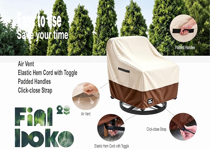 Patio Chair Covers 4 Pack,30Wx34Dx38H inches Outdoor Chair Covers,100% Waterproof Heavy Duty Outdoor Furniture Covers Waterproof,Beige&Brown Modern Style Patio Furniture Cover