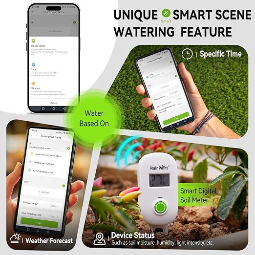 RAINPOINT WiFi Smart Programmable Solar Drip Irrigation System for Indoor Houseplant Water Up to 15 Pots, Compact Vacation Auto Plant Waterer Self Watering Device While Away Low Water Auto Shut-Off