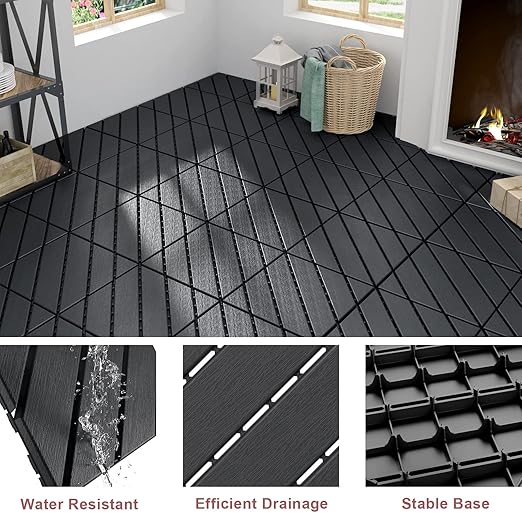 Plastic Interlocking Deck Tiles, 12"x12"(Pack of 9)-Decorative Garden Fence 19 Panels, Total 20ft (L) x 24in (H) Rustproof Metal Wire Fencing Border Animal Barrier