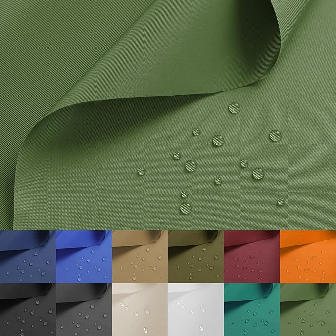 Nylon Fabric, 58" W 420D Waterproof Fabric 1 Yard Ripstop Nylon Material Outdoor Upholstery Twill Sewing Material for Patio Chair, Cushion, Purse, Tote Bag, Tent, Tarp Cover, DIY Project Retro Green