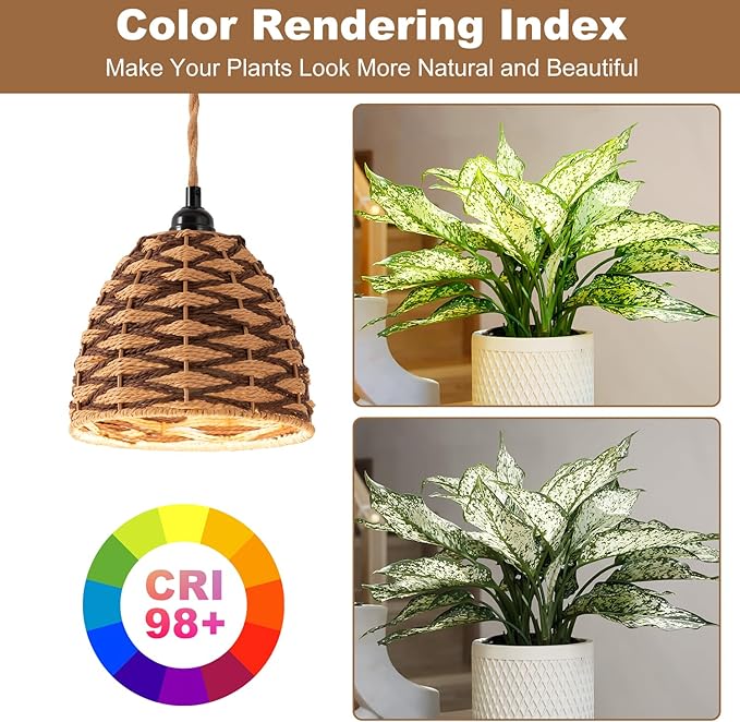 Hanging Grow Lights for Indoor Plants, Full Spectrum, with Timer and 15FT Power Cord, 30W Pendant Plant Lights for Indoor Growing, Garden, Flowers, Greenhouse (4000K, Weaving Style-3)