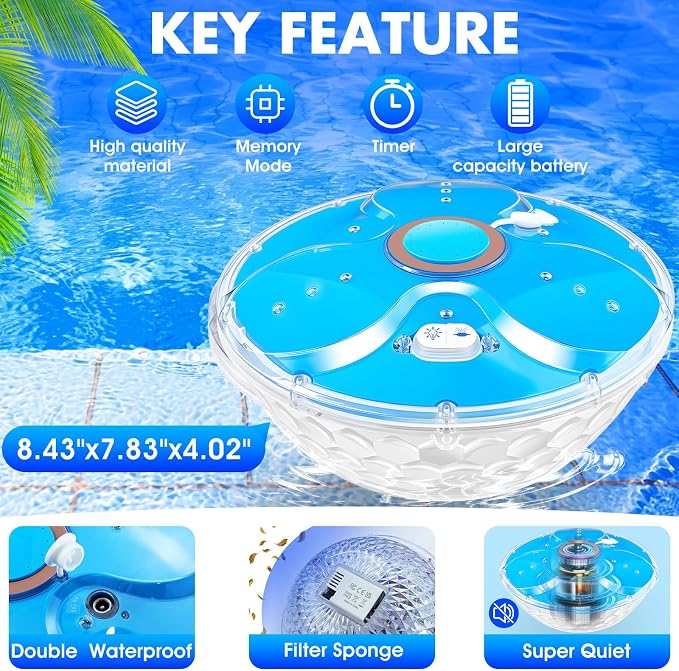 Upgraded Pool Fountain with Remote,2026 Floating Pool Fountain with Lights,Above Ground Pool Water Fountains Pump with Anchor,Swimming Pool Fountains for Inground Pool-1PC (Orange)