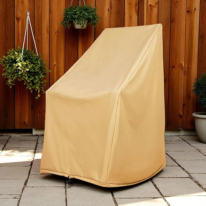 Shine Company Weatherproof Outdoor Rocking Chair Cover, 100% Woven Polyester, Elastic Cord with Toggle, Apricot Crush
