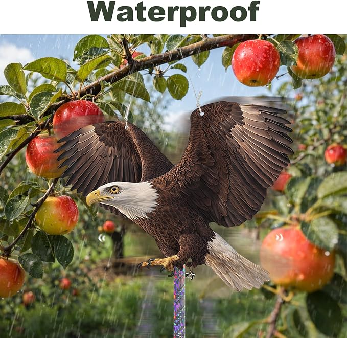 5 Pack Fake Eagle to Scare Animals Away, Hanging Flat Plastic Fake Eagle with Reflective Tape for Keep Pigeon Woodpecker Away for Outdoor Contryard Garden Balcony Window Patio Backyard
