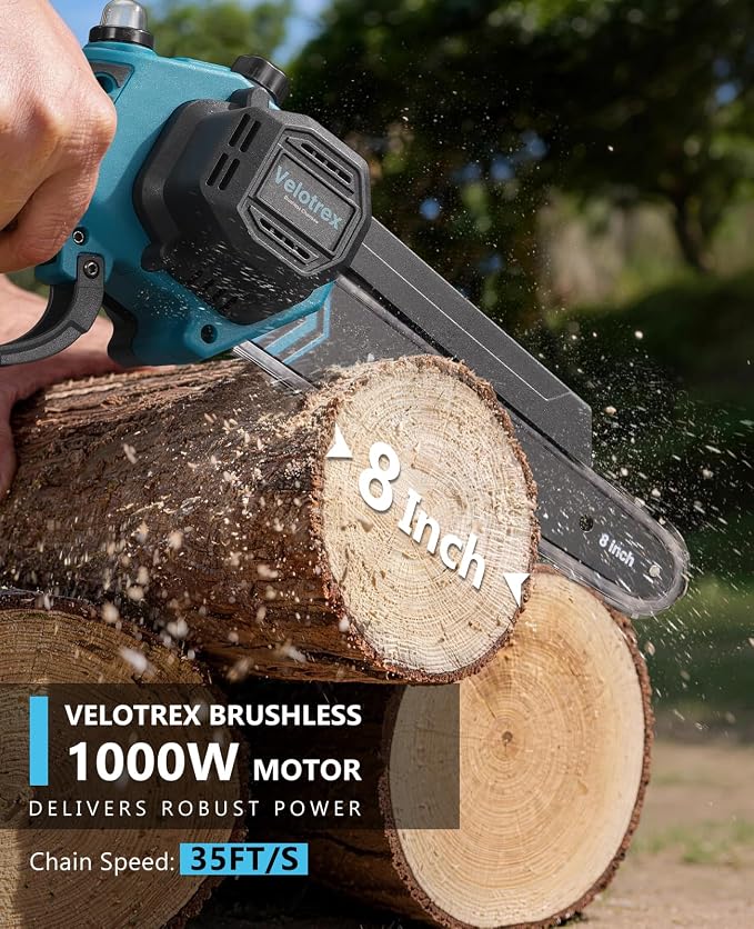 2-in-1 Cordless Pole Saw, 6 and 8 Inch 1000W Brushless Electric Pole Saws for Tree Trimming with 2 Batteries, 16ft Max Reach, Pole Chainsaw for Tree Limb Branch Wood Cutting