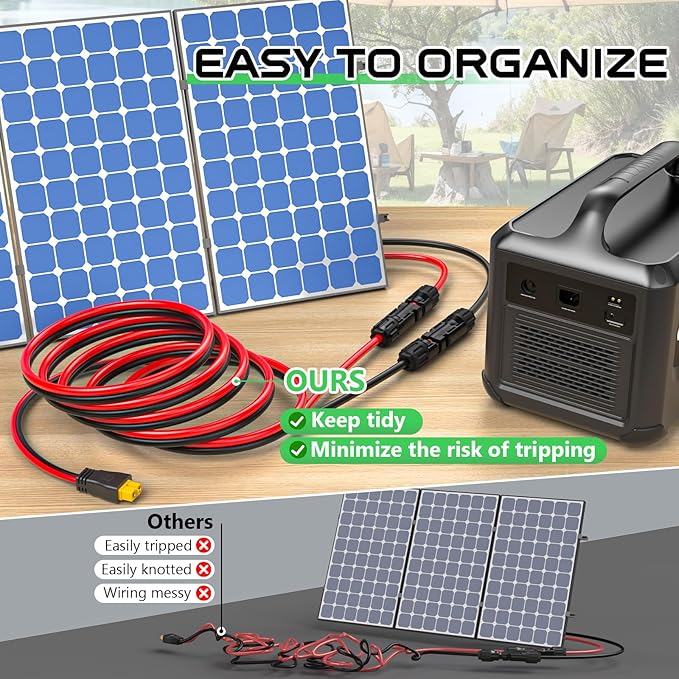 Vansdon 10AWG XT60 Solar Cable- Solar to XT60 Cable 3FT XT60 Charging Adapter for RV Power Station Solar Generator