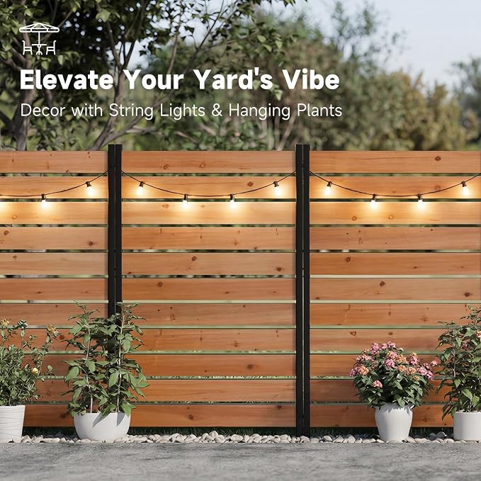 Wooden Privacy Fence, Outdoor Privacy Screen, Porch and Terrace Privacy Wall, Trash Can and Air Conditioner Concealment (Reddish Brown)