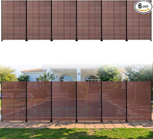 Privacy Screen Outdoor 72" Hx47 W Freestanding Privacy Panel with Stand, HDPE Decorative Privacy Fence with Sandblasting Louver Pattern, Patio Divider Screen, Privacy Screens for Outside