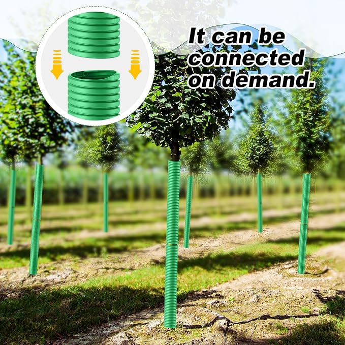 Nuenen 12 Pcs Corrugated Tree Guards, Long 15.75 Inch Diameter 1.96 Inch Pp Tree Trunk Protectors, Tree Bark Protector Tube Wraps for Saplings Plants Seedlings Deer Rabbit Cats Rodents Mowers (Green)
