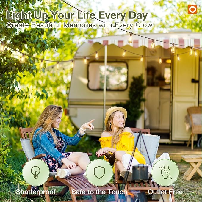addlon 52(48+6) FT Solar String Lights Waterproof,Patio Lights Solar Powered with Remote & USB Port 16+1 LED Shatterproof Bulbs 3 Light Modes, Dimmable Solar Light for Camping Backyard Garden