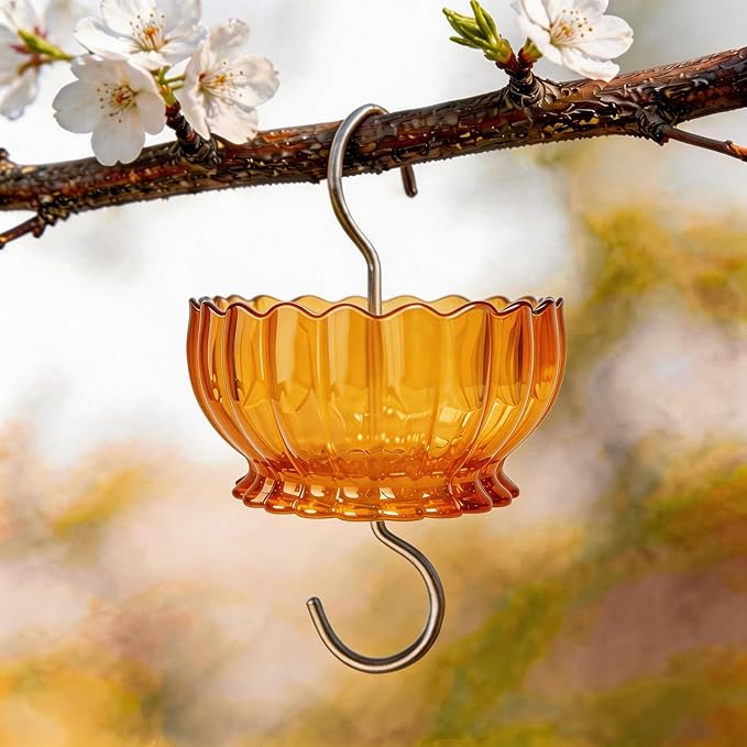 Ant Moat for Hummingbird Feeder - 9 OZ Extra Large Capacity Insect Guard - Daisy (Orange Yellow)