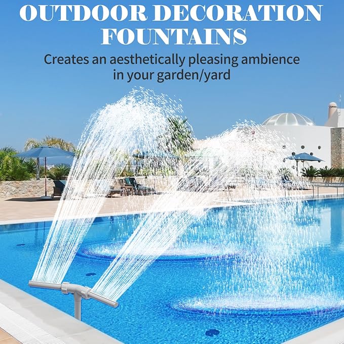 KLLEYNA Dual Spray Pool Fountains for Above-Inground Swimming-Pool - Telescopic 15-22" Pipe Height, Summer Waterfall Cooler Improve Circulation,Pool Sprinkler Decor Adjustable Pressure (Light Gray)