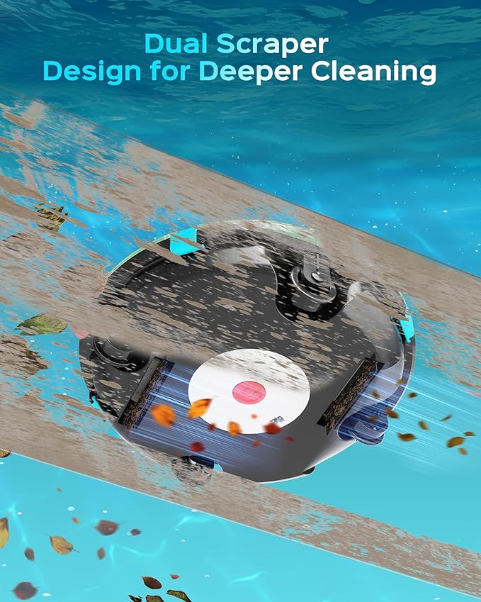 (2026 Upgrade) Cordless Robotic Pool Cleaner, Lasts 80 Min, Automatic Vacuum for Above-Ground Pools up to 650 Sq.ft,Portable, Self-Parking (Transparent Green)