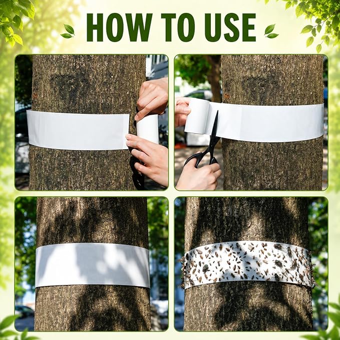 50 Rolls Tree Trunk Protection Wrap, 30 ft Each, Sticky Adhesive Strip for Outdoor Use