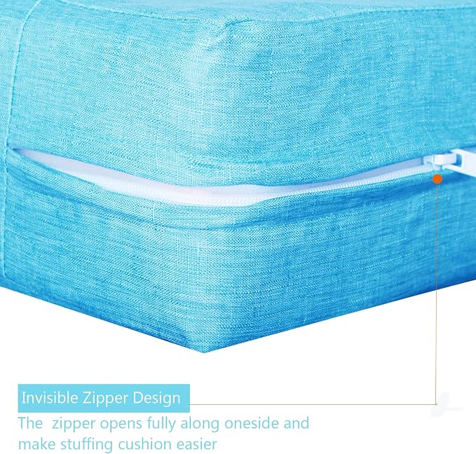 Patio Seat Cushion Covers,Washable Slip Covers Replacement,Waterproof Outdoor Furniture Chair Cushion Pillow Seat Cover for Couch,Garden,Sofa,Aqua,22"×20"×4"(4 Covers Only)