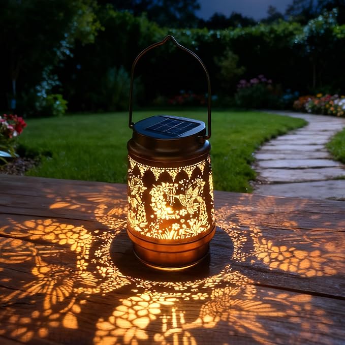 Hummingbird Solar Lanterns Outdoor Waterproof, Hummingbird Gifts for Women Hanging Solar Lights for Outside, Decorative Light for Garden Patio Porch Yard Decor