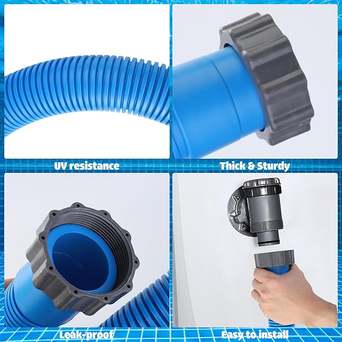 Pool Hoses for Above Ground Pools 1.5" x 59" Pool Pump Hose Filter Pumps Replacement Hose Accessories Fits for Intex Filters Pump Above Ground Pools Sand Filter, 2 Packs