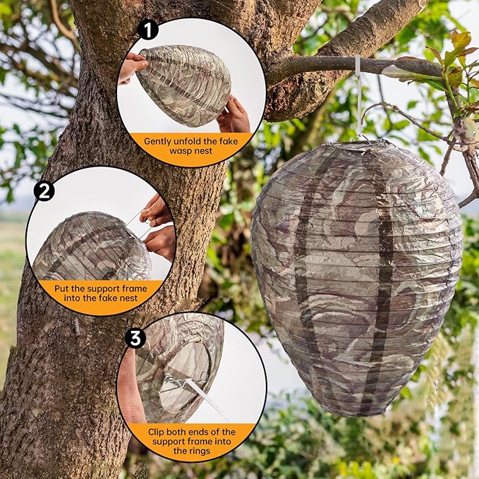 6 Pack Hanging Paper Fake Wasp Nests for Home (Deep Teal)