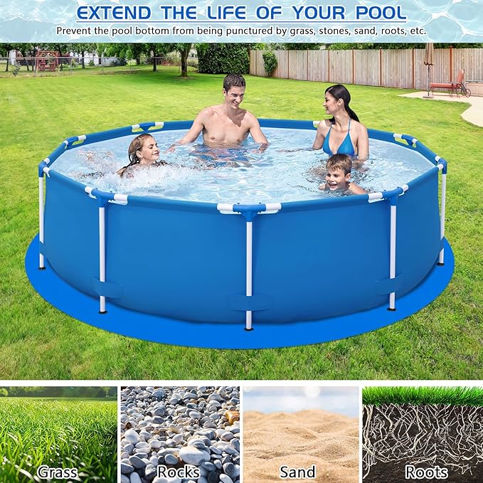 18 Ft Pool Liner Pad for Round Above Ground Pools, Thickened Pool Mat Tarp for Under Pool, Dual-Color Pool Ground Pad Cloth Floor Mat for Pool Bottom, Puncture Protection & Extend Liner Life