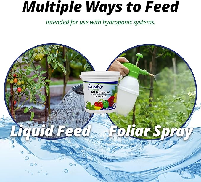 Jack's Classic 20-20-20 All Purpose Water-Soluble Fertilizer with Micronutrients to Provide General Growth on All Plants, 4lbs