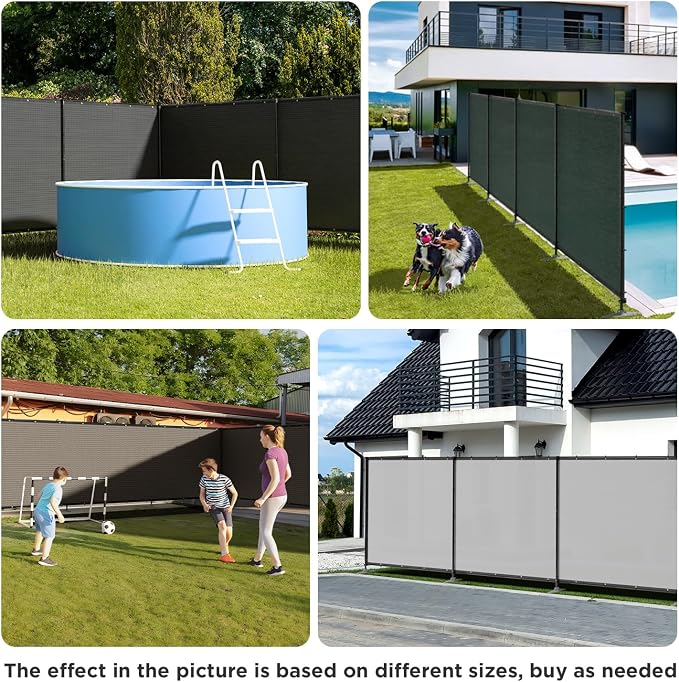 6' x 147' Green Outdoor Privacy Screen Freestanding 240 GSM Privacy Fence Panels for Outside, Pool Fences with Poles, Backyard Temporary Fencing, Privacy Wall Ground Pole Fence