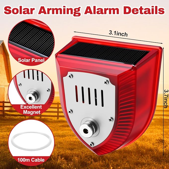 6 Pack Trip Wire Alarm Device 328 ft Reusable Wire for Perimeter Defense 129dB Sound and Light Siren Portable Early Warning Alarm for Outdoor Camping RV Farm Yard Cabin and Property Safety
