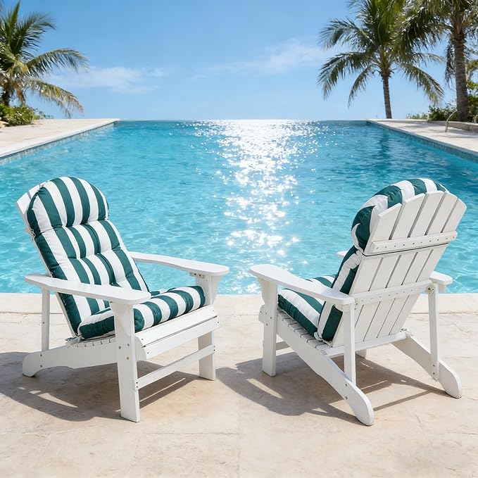 Enipate Weather Resistant Adirondack Chair Cushions Set of 2 High Back Indoor Outdoor Patio Tufted Lounge Cushion Seat Pads