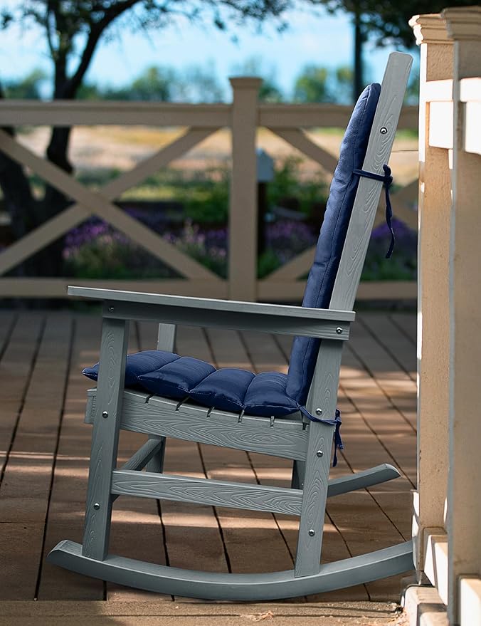 YEFU Adirondack Chair Cushion, Rocking Chair Cushions with Straps, Folding Patio Chair Pad for Indoor and Outdoor, 19.7x18.9x1.5 Inch, Navy, 4-Pack