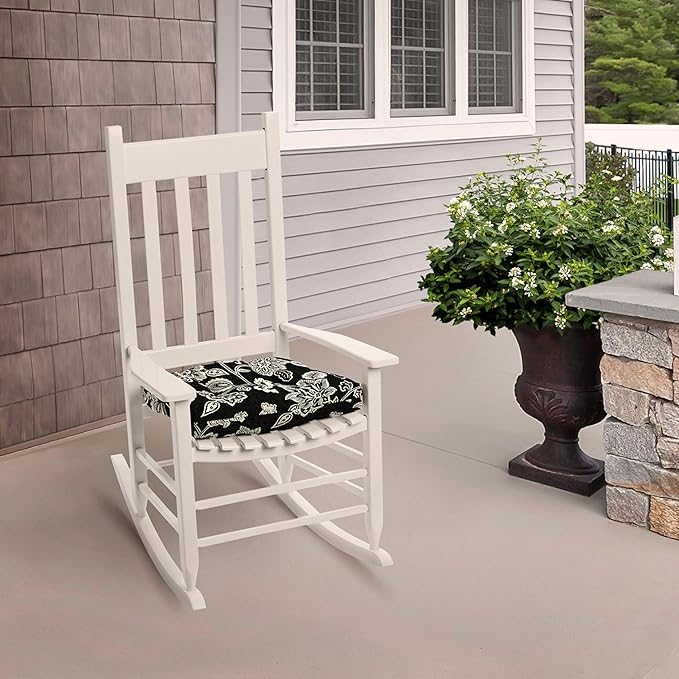 Arden Indoor/Outdoor Rocking Chair Or Wicker Chair Cushion, 2-Pack, 20 x 18, Water Repellent, Rain Proof, Fade Resistant Cushion for Rocking Or Rounded Back Chair Ashland Black Jacobean