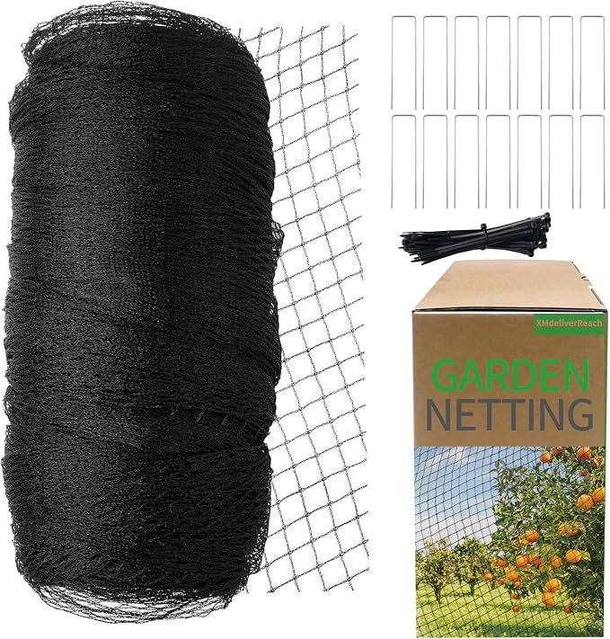 Garden Netting,7.5ft x 65ft Black Bird Netting Heavy Duty,Rabbit,Squirrels,Anti Birds,Larger Bees,Deer,Chicken,Cardinals，Animal Fencing for Fruit Tree & Vegetable Garden