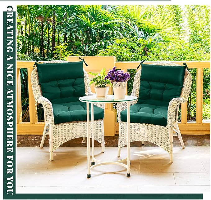 Sintuff 4 Pcs 44 x 21 x 4 Patio Chair Cushions Outdoor Chair Cushion Seat/Back Tufted Pillow with Ties Water Resistant Replacement Indoor Patio Furniture Outdoor Furniture (Solid Color,Teal)