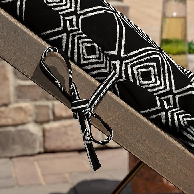 ARDEN Outdoor Chaise Cushion, 21 in x 72 in, Weather-Proof, Rain-Proof, Fade Resistant Patio Cushion for Chaise Lounger Black Global Stripe
