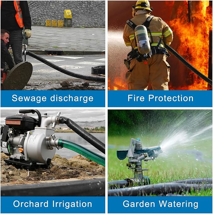 2 inches x 100 FT Heavy-Duty PVC Swimming Pool Backwash Hose, Reinforced Discharge Hose with Clamp for Swimming Pools, Black