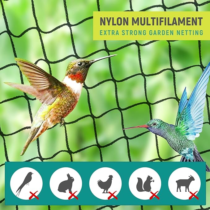 Heavy Duty Bird Poultry Netting - 1” Mesh Breathable UV-Resistant Mesh for Garden Chicken Coop Blueberry Bushes Fruit Trees Easy Install Reusable (35FT*35FT)