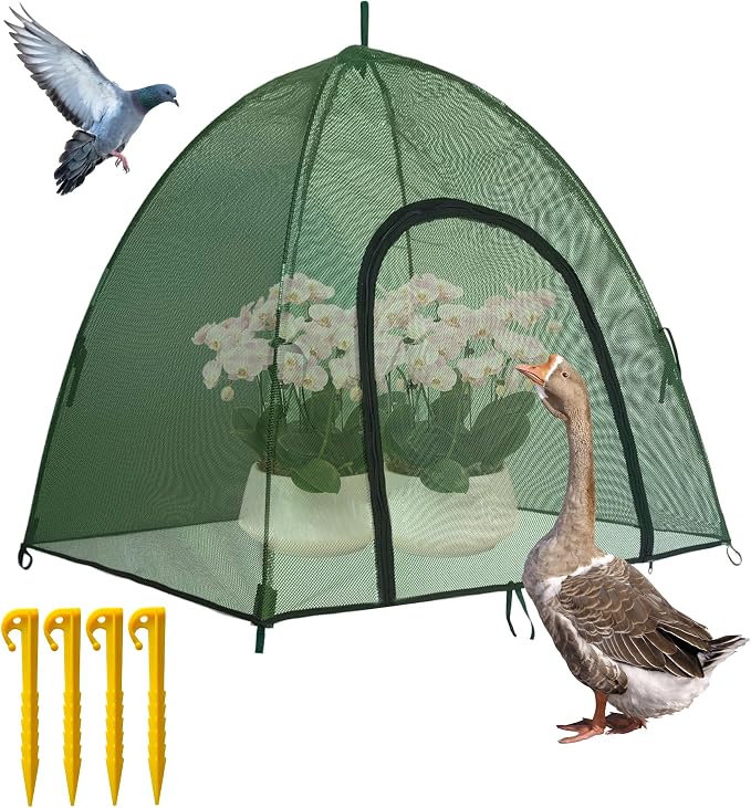 Plant Mesh Cover for Garden Protection - 40" x 40" x 30" Reusable Plant Tent Cage with Zipper & Stakes, Pest Guard Netting for Vegetables, Fruits, Flowers, Small Animals & Poultry 1PCS