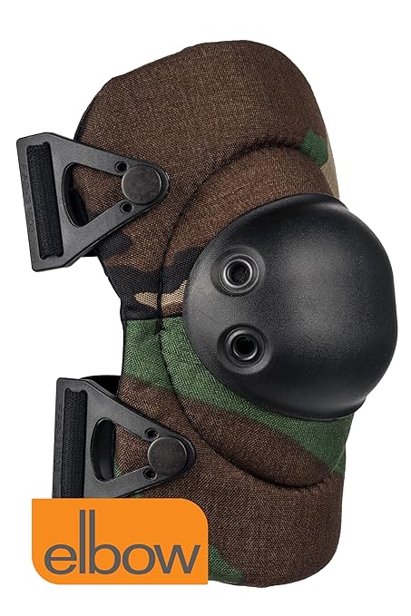 ALTA 53013.08 AltaFLEX Elbow Protector Pad, Woodland Camo Cordura Nylon Fabric, AltaLOK Fastening, Flexible Cap, Round, Black