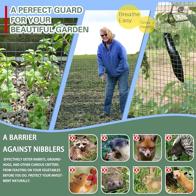 Hardware Cloth 1/2inx36inx100ft,Chicken Wire Fencing,Welded Wire Mesh, Vinyl PVC Coated Mesh,Coop Garden Plant for Rabbit,Snake,Rodent,Foxes,Raccoons Poultry Netting Cage Farm Protection